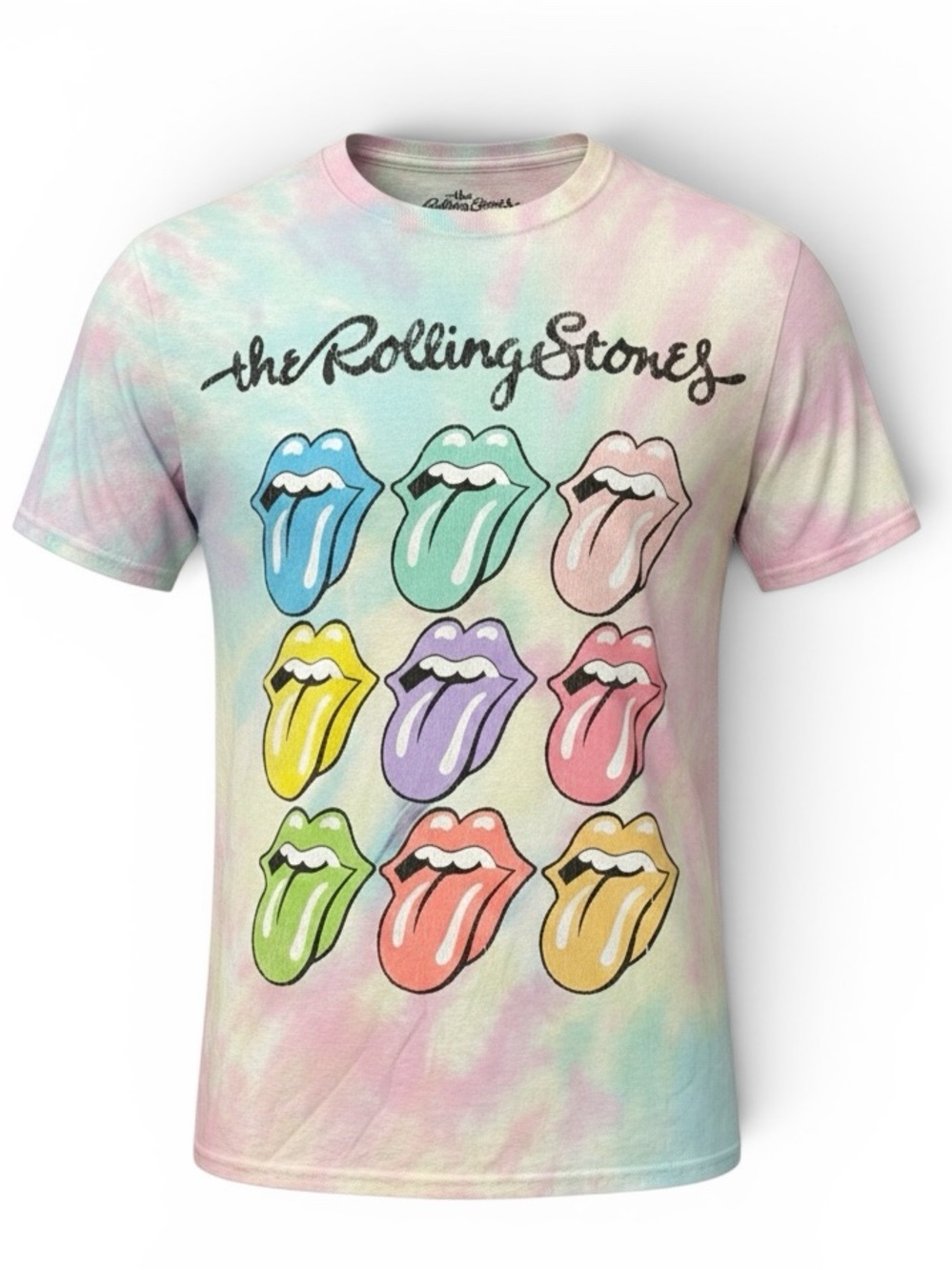Rolling Stones Pastel Tie Dye Tongue Logo Band Tee NIP Unisex L XL